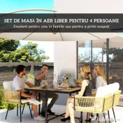Outsunny Set de Grădină 5 Piese cu Masă din Lemn-Plastic | Aosom Romania