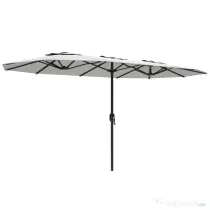 Outsunny Umbrelă Dublă de Grădină 4.6x2.7 m, Umbrelă de Exterior cu Manivelă, Husă Protectoare, 12 Spițe, Anti UV 50+, pentru Terasă Balcon Piscină Grădină, Alb | Aosom Romania