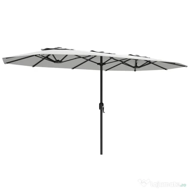 Outsunny Umbrelă Dublă de Grădină 4.6x2.7 m, Umbrelă de Exterior cu Manivelă, Husă Protectoare, 12 Spițe, Anti UV 50+, pentru Terasă Balcon Piscină Grădină, Alb | Aosom Romania