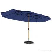 Outsunny Umbrelă Dublă de Grădină 4.7x2.8 m, Umbrelă de Exterior cu Manivelă, Bază Cruce, Saci de Nisip, Husă de Protecție, 12 Spițe, Anti-UV, pentru Terasă și Balcon, Albastru Închis | Aosom Romania 