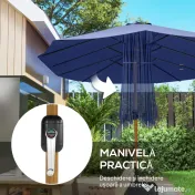 Outsunny Umbrelă Dublă de Grădină 4.7x2.8 m, Umbrelă de Exterior cu Manivelă, Bază Cruce, Saci de Nisip, Husă de Protecție, 12 Spițe, Anti-UV, pentru Terasă și Balcon, Albastru Închis | Aosom Romania 