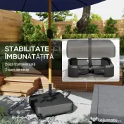 Outsunny Umbrelă Dublă de Grădină 4.7x2.8 m, Umbrelă de Exterior cu Manivelă, Bază Cruce, Saci de Nisip, Husă de Protecție, 12 Spițe, Anti-UV, pentru Terasă și Balcon, Albastru Închis | Aosom Romania 