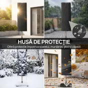 Outsunny Umbrelă Dublă de Grădină 4.7x2.8 m, Umbrelă de Exterior cu Manivelă, Bază Cruce, Saci de Nisip, Husă de Protecție, 12 Spițe, Anti-UV, pentru Terasă și Balcon, Albastru Închis | Aosom Romania 