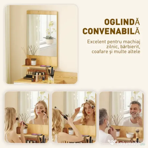 HOMCOM Set de Intrare cu Oglindă cu Raft și Dulap Suspendat cu Sertar și 2 Rafturi Deschise, din Lemn și Sticlă | Aosom Romania