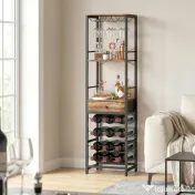 HOMCOM Dulap de Bar, Mobilier de Bar cu Sertar și Suport pentru Pahare, Maro Rustic | Aosom Romania 