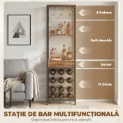 HOMCOM Dulap de Bar, Mobilier de Bar cu Sertar și Suport pentru Pahare, Maro Rustic | Aosom Romania 