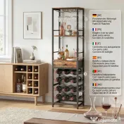HOMCOM Dulap de Bar, Mobilier de Bar cu Sertar și Suport pentru Pahare, Maro Rustic | Aosom Romania 