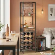 HOMCOM Dulap de Bar, Mobilier de Bar cu Sertar și Suport pentru Pahare, Maro Rustic | Aosom Romania 