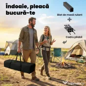 Masă de Picnic Pliabilă și Portabilă Outsunny cu Plasă de Depozitare și Geantă pentru Transport, pentru Camping și Exterior, Negru | Aosom Romania 