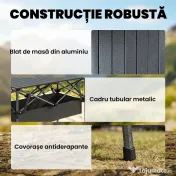 Masă de Picnic Pliabilă și Portabilă Outsunny cu Plasă de Depozitare și Geantă pentru Transport, pentru Camping și Exterior, Negru | Aosom Romania 
