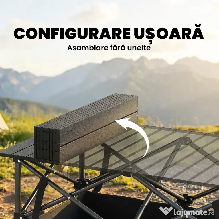 Masă de Picnic Pliabilă și Portabilă Outsunny cu Plasă de Depozitare și Geantă pentru Transport, pentru Camping și Exterior, Negru | Aosom Romania