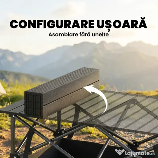 Masă de Picnic Pliabilă și Portabilă Outsunny cu Plasă de Depozitare și Geantă pentru Transport, pentru Camping și Exterior, Negru | Aosom Romania