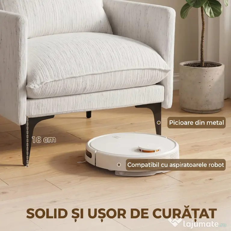 HOMCOM Fotoliu Living Tapițat din Țesătură cu Efect de In cu Brațe, Pernă Lombară și Șezut Generos, Alb | Aosom Romania