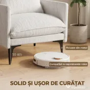 HOMCOM Fotoliu Living Tapițat din Țesătură cu Efect de In cu Brațe, Pernă Lombară și Șezut Generos, Alb | Aosom Romania