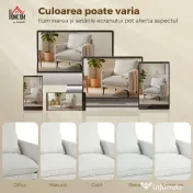 HOMCOM Fotoliu Living Tapițat din Țesătură cu Efect de In cu Brațe, Pernă Lombară și Șezut Generos, Alb | Aosom Romania
