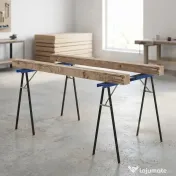 HOMCOM Set 2 Capre de Lucru Pliabile cu Suprafață Antiderapantă EVA pentru Tăiere Lemn, Albastru și Negru 