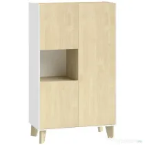HOMCOM Servantă de Bucătărie, Mobilier de Bucătărie cu 6 Compartimente cu Uși Soft Close pentru Living, Sufragerie, Alb și Lemn