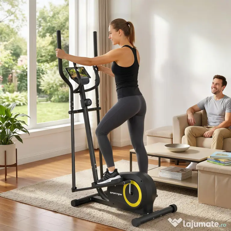 Bicicletă Eliptică SPORTNOW pentru Acasă, Silențioasă și Magnetică, Compatibilă cu Aplicații | Aosom Romania