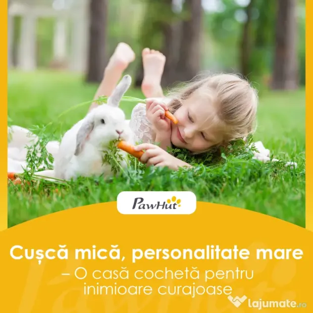 PawHut Cușcă Exterioară pentru Iepuri din Lemn de Pin cu Tavă Detasabilă, Acoperiș Rabatabil și Ușă cu Încuietoare, Gri | Aosom Romania