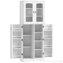 HOMCOM Dulap Bucătărie 162 cm, Credenza, Uși Acrilice Soft-Close, Rafturi, Alb. | Aosom Romania