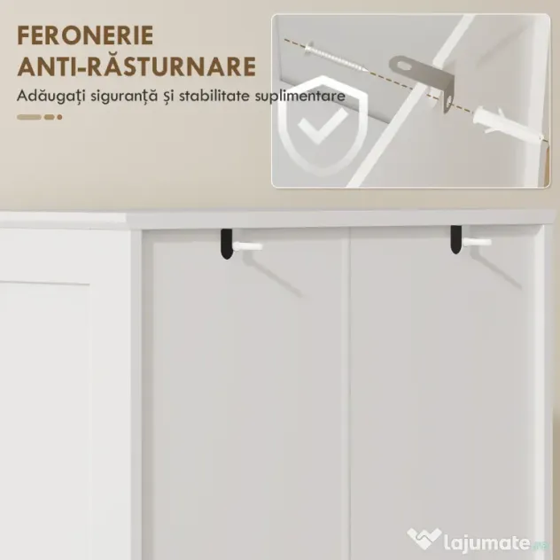 HOMCOM Dulap Bucătărie 162 cm, Credenza, Uși Acrilice Soft-Close, Rafturi, Alb. | Aosom Romania