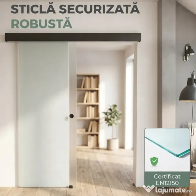 HOMCOM Ușă Glisantă de Interior din Sticlă Temperată Sablată cu Șină Silențioasă, Ghidaj, Kit Feronerie, Transparentă | Aosom Romania