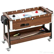 SPORTNOW Masă 3 în 1: Air Hockey, Biliard, Fotbal de masă, Roți blocabile, Poliță
