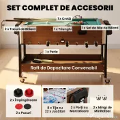SPORTNOW Masă 3 în 1: Air Hockey, Biliard, Fotbal de masă, Roți blocabile, Poliță 