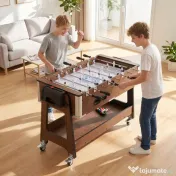 SPORTNOW Masă 3 în 1: Air Hockey, Biliard, Fotbal de masă, Roți blocabile, Poliță 