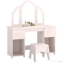 AIYAPLAY Măsuță de Toaletă pentru Copii cu Scaun și Oglindă, 60x36x88 cm, Roz | Aosom Romania