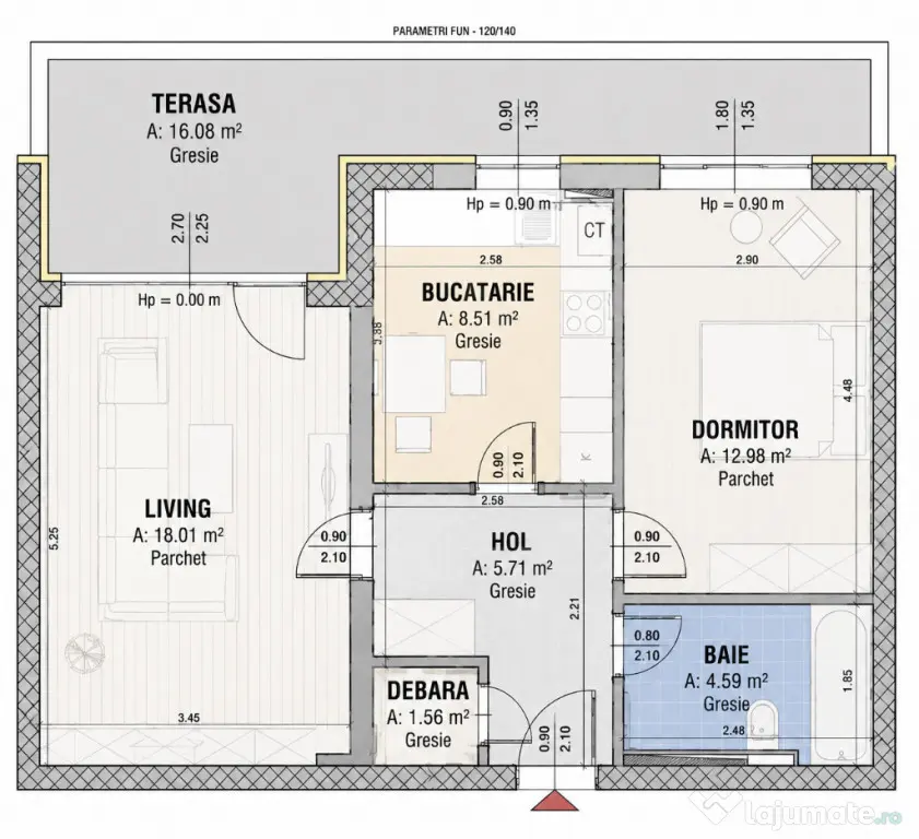 Kasper Coresi | 2 Camere Decomandat | Etaj 1 | Terasă 16 mp | Boxă