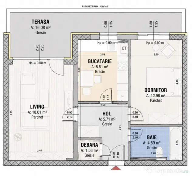 Kasper Coresi | 2 Camere Decomandat | Etaj 1 | Terasă 16 mp | Boxă