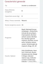 Uscător de  rufe Arctic DAPL811AWG,Condensare,8kg,15 programe 