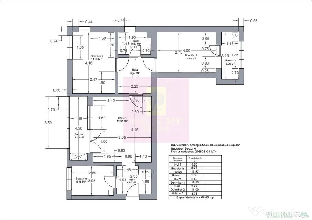 Apartament 3 camere Berceni – Bd. Alexandru Obregia, 69 mp