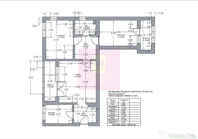 Apartament 3 camere Berceni – Bd. Alexandru Obregia, 69 mp