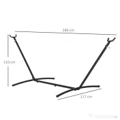Outsunny Suport Schelet pentru Hamac Reglabil Max. 150 Kg, Negru, 280x120x110cm