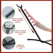 Outsunny Suport Schelet pentru Hamac Reglabil Max. 150 Kg, Negru, 280x120x110cm