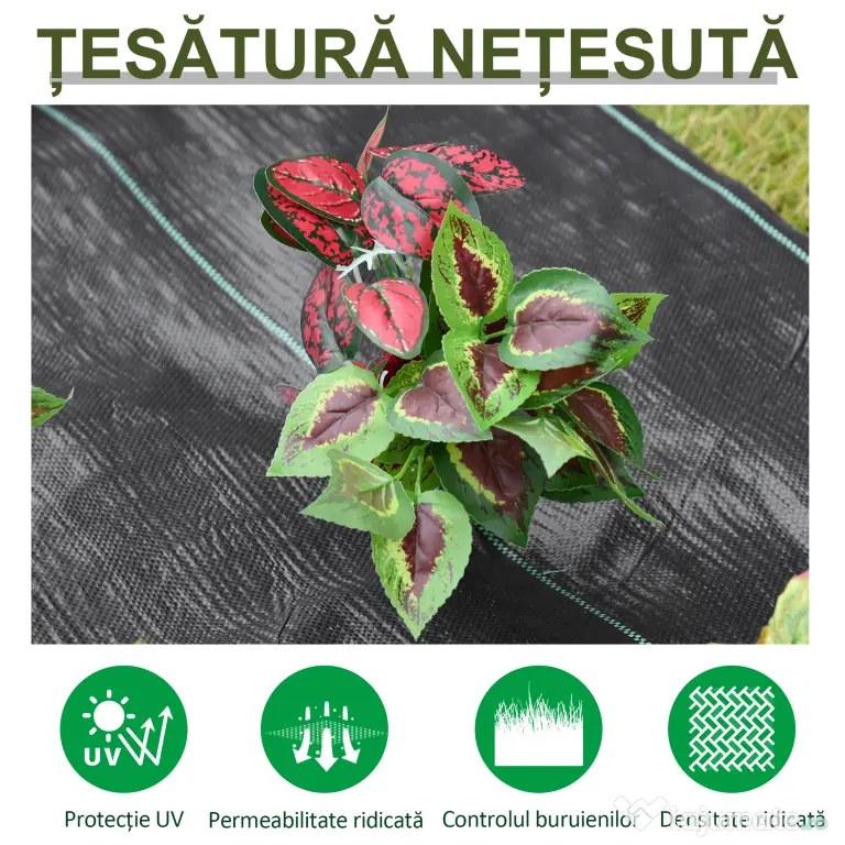 Outsunny Folie pentru Protectia Solului Drenanta si Respirabila