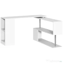 HOMCOM Birou de Colt Alb 140×120×78 cm – Lemn Elegant