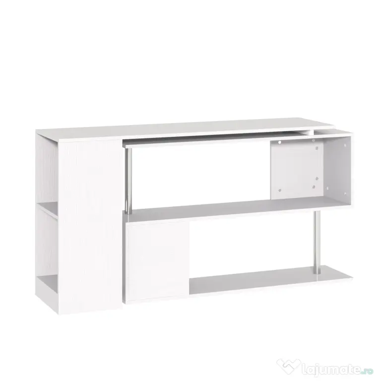 HOMCOM Birou de Colt Alb 140×120×78 cm – Lemn Elegant
