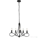 HOMCOM Candelabru Suspendat si Impletit pentru Tavan, Lustra din Otel cu 5 Sfesnice, Plafoniera suspendata, 158x45Hcm Negru