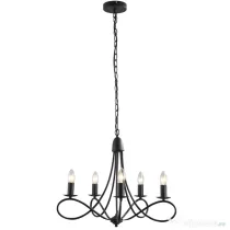 HOMCOM Candelabru Suspendat si Impletit pentru Tavan, Lustra din Otel cu 5 Sfesnice, Plafoniera suspendata, 158x45Hcm Negru