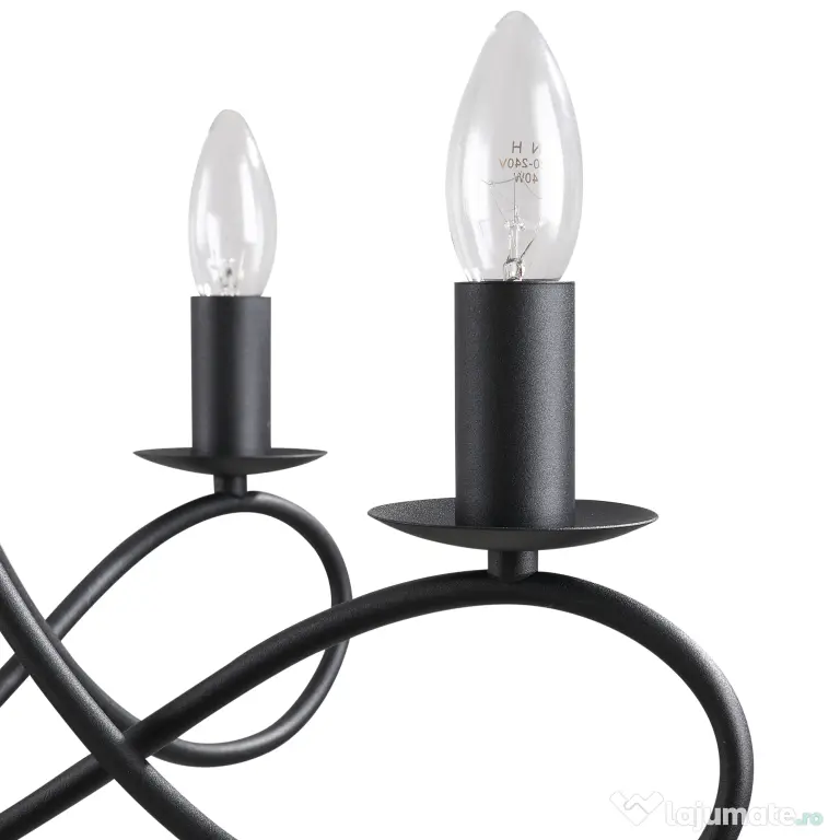 HOMCOM Candelabru Suspendat si Impletit pentru Tavan, Lustra din Otel cu 5 Sfesnice, Plafoniera suspendata, 158x45Hcm Negru