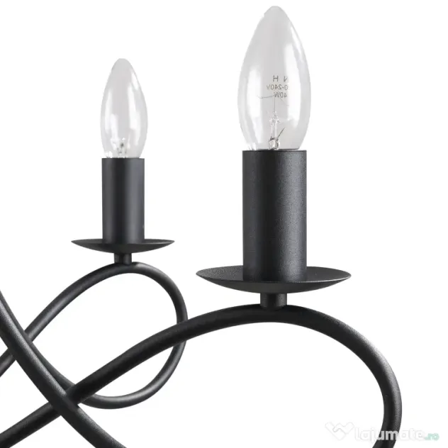 HOMCOM Candelabru Suspendat si Impletit pentru Tavan, Lustra din Otel cu 5 Sfesnice, Plafoniera suspendata, 158x45Hcm Negru
