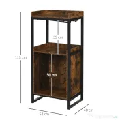 HOMCOM Dulap Vinuri Stil Industrial, Mini-Cramă pentru 9 Sticle cu Suport Pahare și Rafturi Depozitare, 52L x 40P x 113A cm 