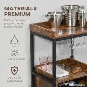 HOMCOM Dulap Vinuri Stil Industrial, Mini-Cramă pentru 9 Sticle cu Suport Pahare și Rafturi Depozitare, 52L x 40P x 113A cm 