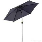 Outsunny Umbrela de Gradina cu Manivela, din Aluminiu si Poliester Gri si Negru, Φ2,6x2,35m 