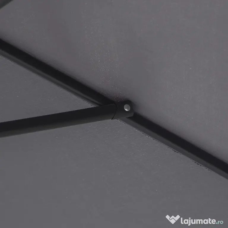 Outsunny Umbrela de Gradina cu Manivela, din Aluminiu si Poliester Gri si Negru, Φ2,6x2,35m