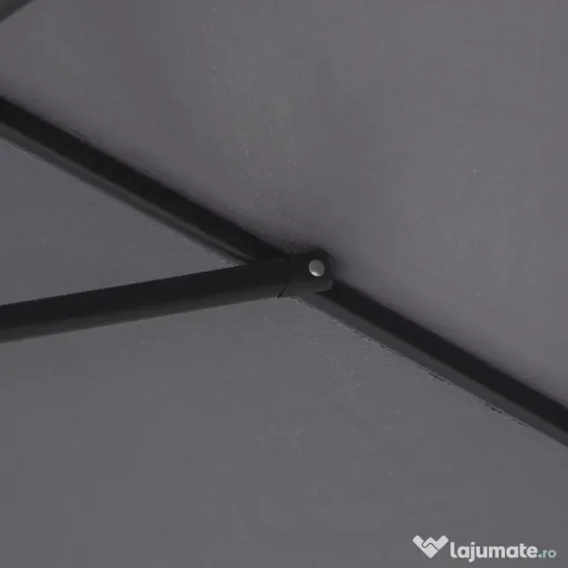 Outsunny Umbrela de Gradina cu Manivela, din Aluminiu si Poliester Gri si Negru, Φ2,6x2,35m