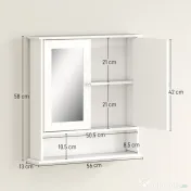 HOMCOM dulap de baie cu oglinda, 56x13x58 cm, alb 